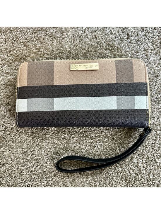 Burberry Handbags - Burberry Plaid Zip-Around Wristlet Wallet, Beige Brown, Card Slots